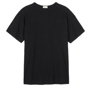 DONNI Pointelle Oversized Black Tee